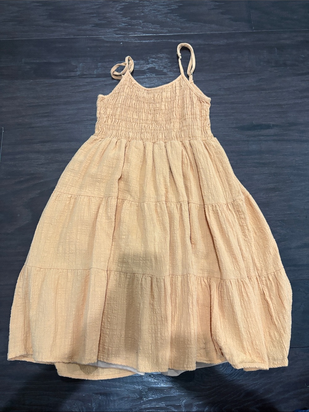 Peach Tiered Smocked Sundress